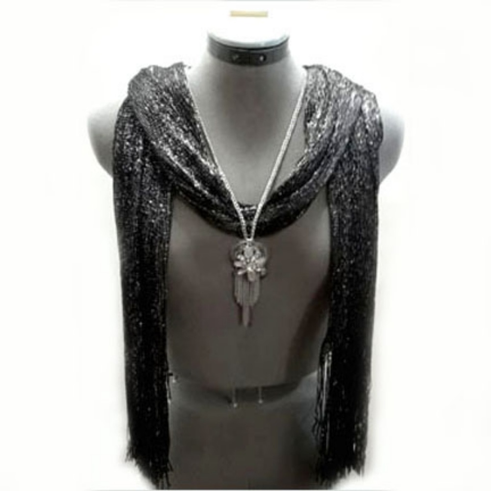 🌸Black Metallic Scarf-Shawl🌸